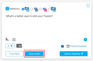 Save a thread as a draft to schedule the twitter thread for another time! Just click 'Save Draft.'